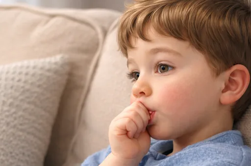 Jeune enfant suçant son pouce